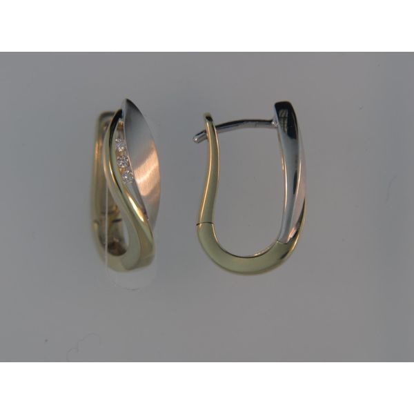 Lady's Two Tone Hoop Earrings With 6 Diamonds Orin Jewelers Northville, MI