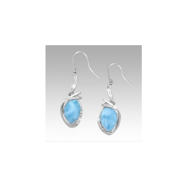 OJ17-24E Sterling Silver Larimar Earrings With White Sapphires, Calypso, by Marahlago Orin Jewelers Northville, MI