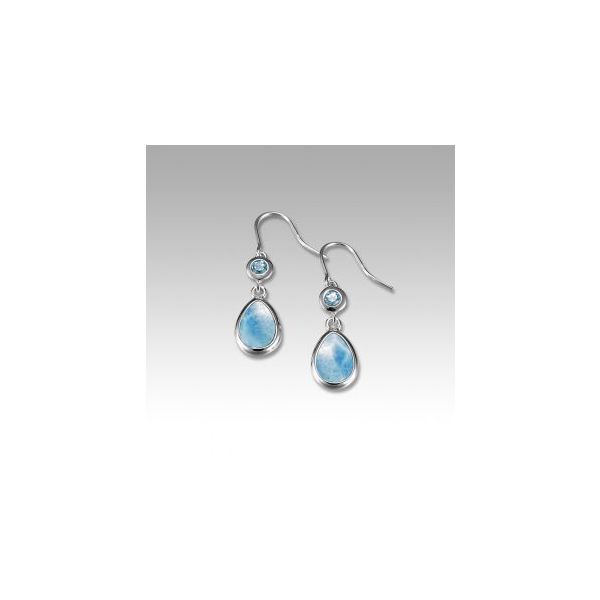 OJ16-25E - Sterling Silver Larimar Earrings With Blue Topaz, Atlantic, By Marahlago Orin Jewelers Northville, MI
