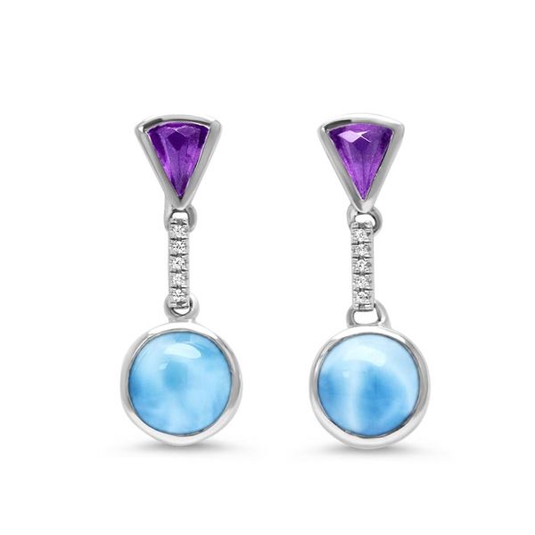 Sterling Silver Larimar Earrings With White Sapphires & Amethysts, Cove, by Marahlago Orin Jewelers Northville, MI