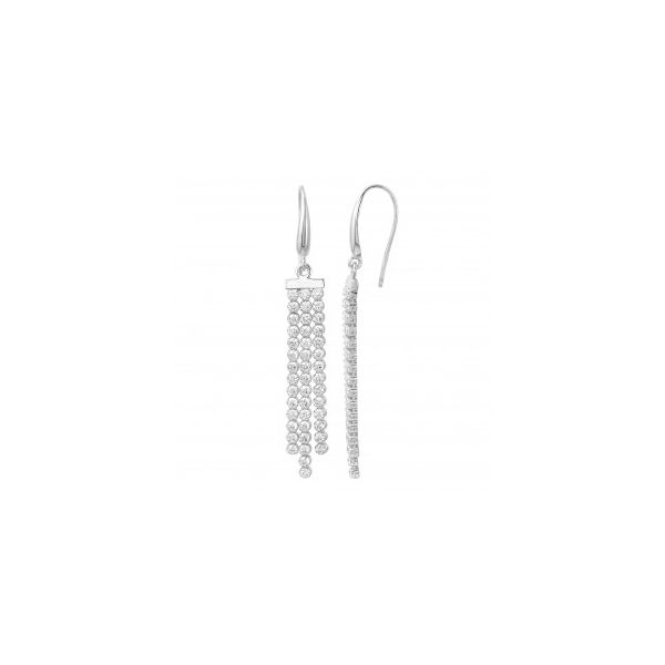 Lady's Sterling Silver & Rhodium Plated Triple Row Earrings With CZs Orin Jewelers Northville, MI