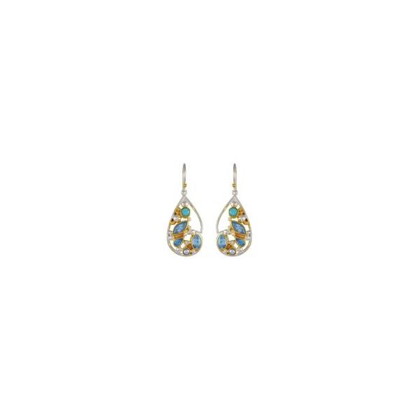 Sterling Silver Earrings with Sky Blue Topaz, Amazonite, Blue Topaz & Freshwater Pearl Orin Jewelers Northville, MI