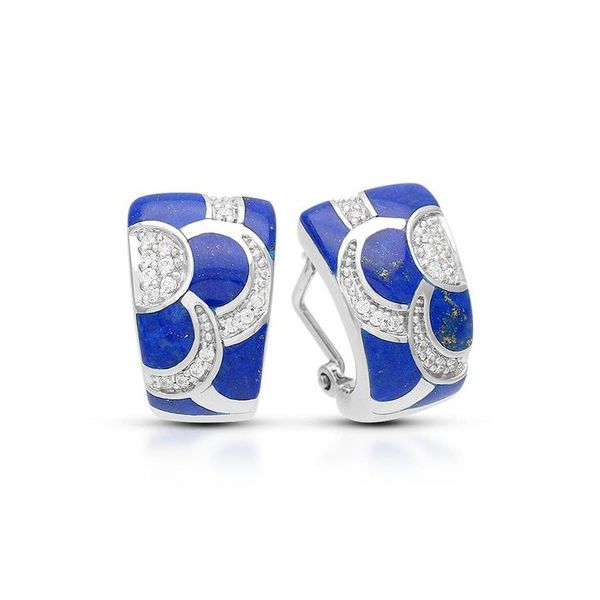 Lady's Sterling Silver Adina Earrings With Blue Genuine Lapis & White CZs Orin Jewelers Northville, MI