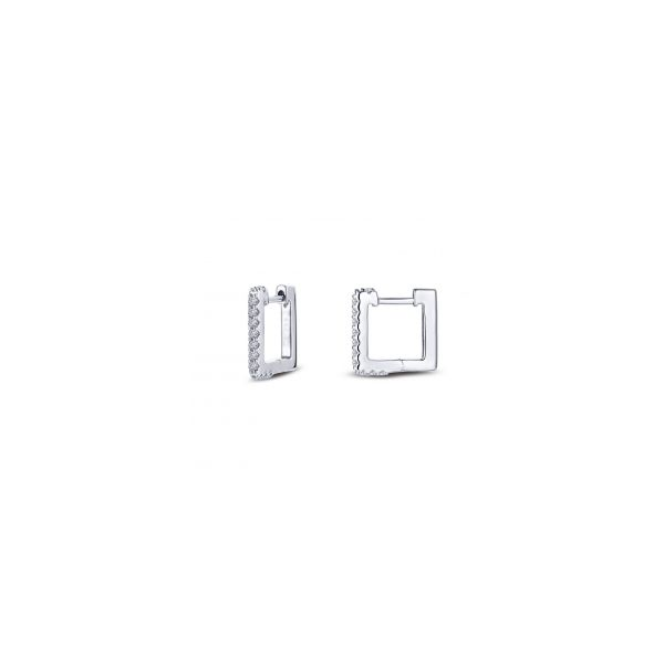 Lady's Sterling Silver With Rhodium Plating Square Huggie Earrings With CZs Orin Jewelers Northville, MI