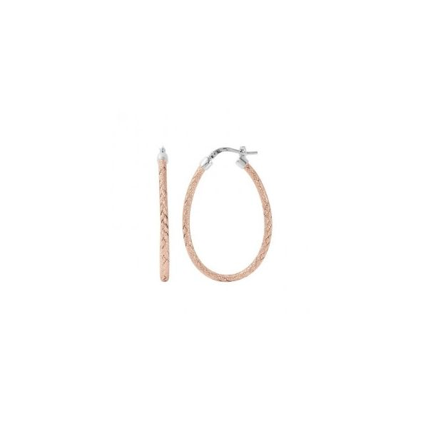 Lady's Sterling Silver & 18k Rose Gold Plated 30mm Rosie Hoop Earrings Orin Jewelers Northville, MI