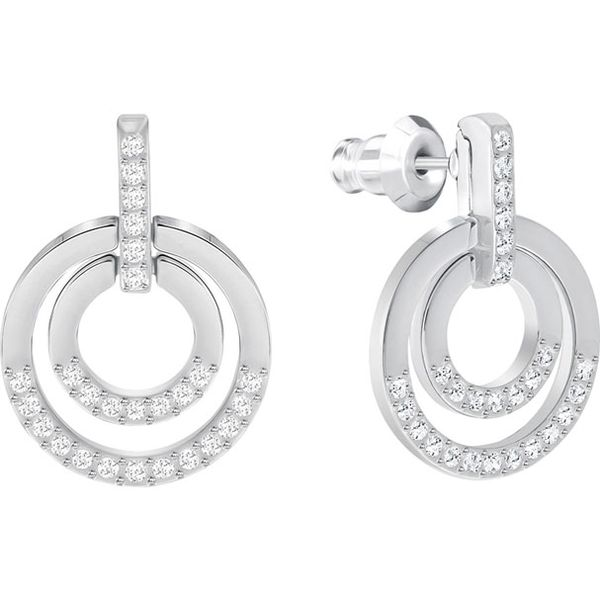 Swarovski Circle Pierced Earrings, Medium, White Orin Jewelers Northville, MI