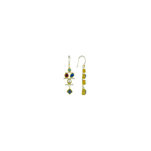Sterling Silver and 22K Gold Vermeil Earring with Multiple Stones Orin Jewelers Northville, MI