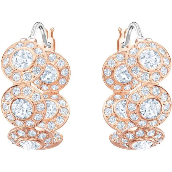 Swarovski Angelic Hoop Pierced Earrings, White, Rose gold plating Orin Jewelers Northville, MI