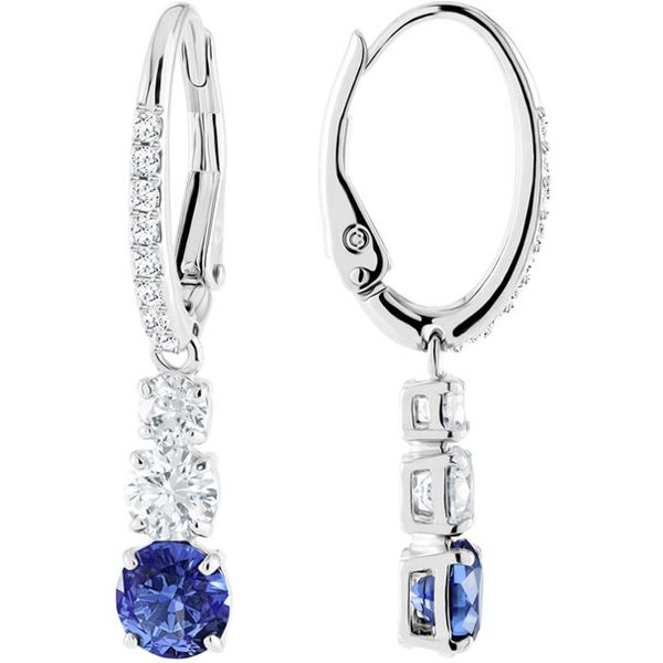 Swarovski Attract Trilogy Round Pierced Earrings, Blue Orin Jewelers Northville, MI