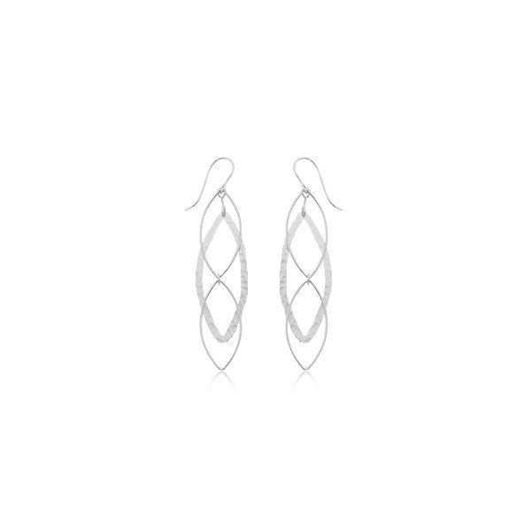 Sterling Silver Hammered Finish Marquise Shape Dangle Earrings Orin Jewelers Northville, MI