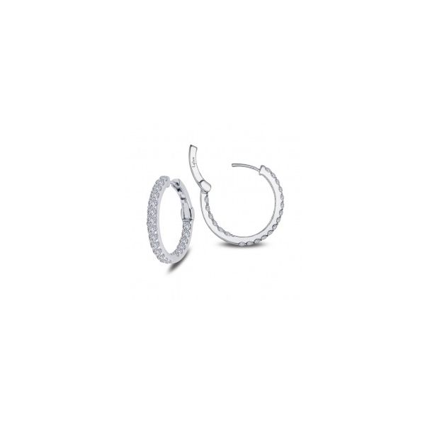 Lady's SS & Rhodium Plated Inside Out Hoop Earrings w/CZs Orin Jewelers Northville, MI