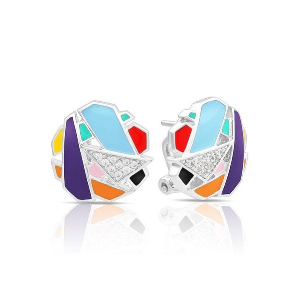 Lady's Sterling Silver Spectrum Earrings With Multi-Color Enamel & White CZs Orin Jewelers Northville, MI
