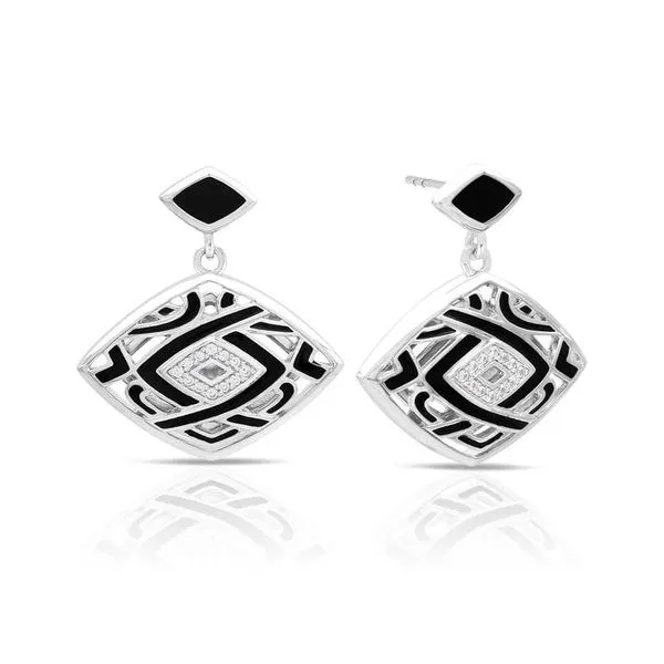 Lady's Sterling Silver Virago Earrings With Black Enamel And White CZs Orin Jewelers Northville, MI