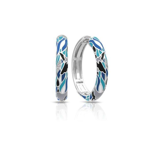 Lady's Sterling Silver Migration Earrings With Blue Enamel And White CZs Orin Jewelers Northville, MI