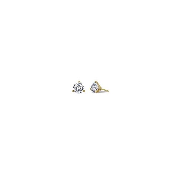 Sterling Silver Gold Plated 3-Prong CZ Earrings Orin Jewelers Northville, MI