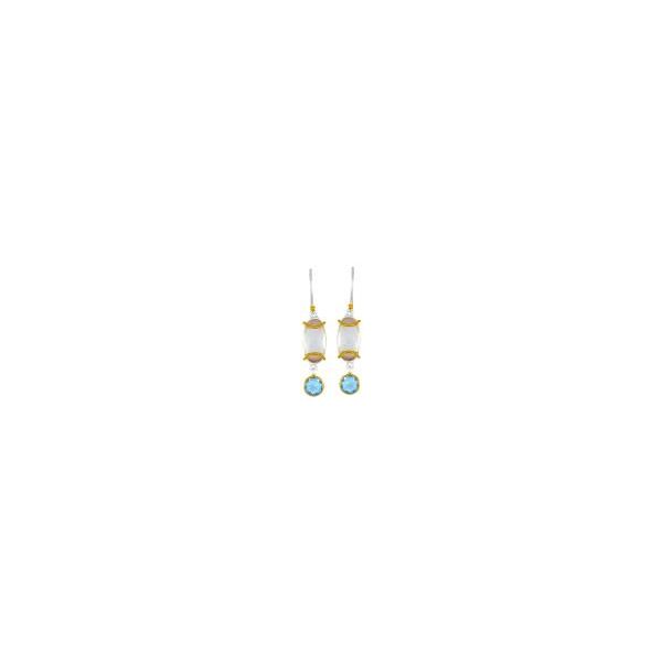 Sterling Silver and 22K Gold Vermeil Earrings with Quartz + Mother of Pearl and Sky Blue Topaz Orin Jewelers Northville, MI