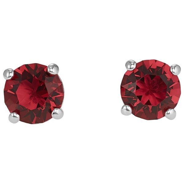 Swarovski Attract Stud Pierced Earrings, Red, Rhodium plated Orin Jewelers Northville, MI