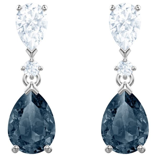 Swarovski Vintage Pierced Earrings, Blue, Rhodium plating Orin Jewelers Northville, MI