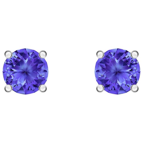 Swarovski Attract Stud Pierced Earrings, Blue, Rhodium plated Orin Jewelers Northville, MI