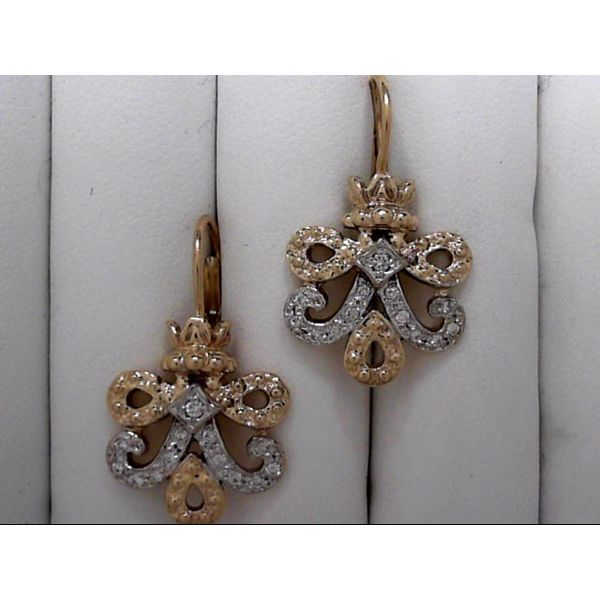Sterling Silver & 14k Gold Earrings With 26 Diamonds Orin Jewelers Northville, MI