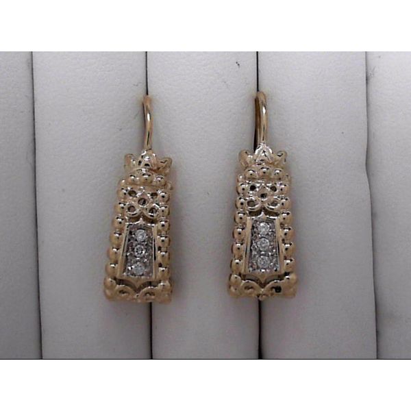 Sterling Silver & 14k Gold Earrings With 6 Diamonds Orin Jewelers Northville, MI