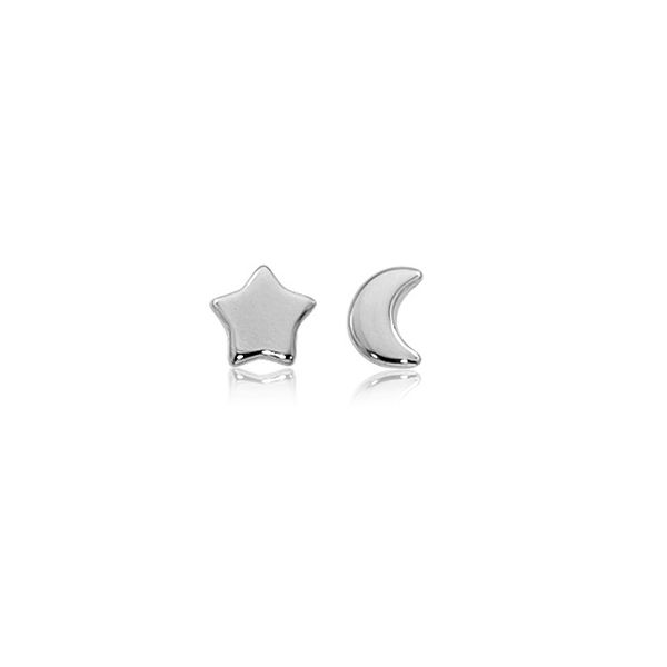 Sterling Silver Star and Moon Stud Earrings Orin Jewelers Northville, MI