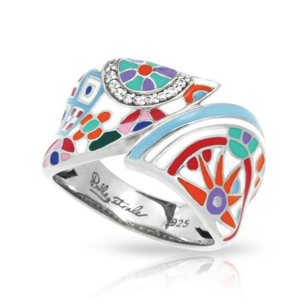 Lady's SS Pashmina Ring w/Multi-Color Enamel & CZs Orin Jewelers Northville, MI