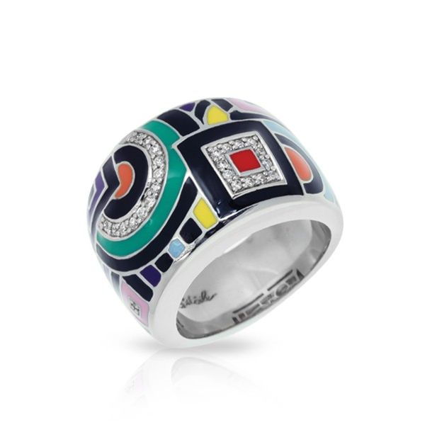 Lady's Sterling Silver Geometrica Ring w/Multi-Color Enamel & CZs Orin Jewelers Northville, MI