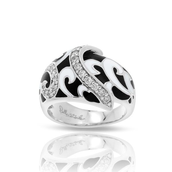 Lady's Sterling Silver Contessa Ring w/Black & White Enamel & CZs Orin Jewelers Northville, MI