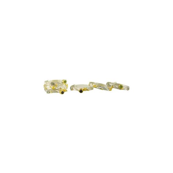 Lady's Two Tone Sterling Silver & 22K Gold Vermeil Ring Set w/Rhodolite Garnet & Peridot Orin Jewelers Northville, MI