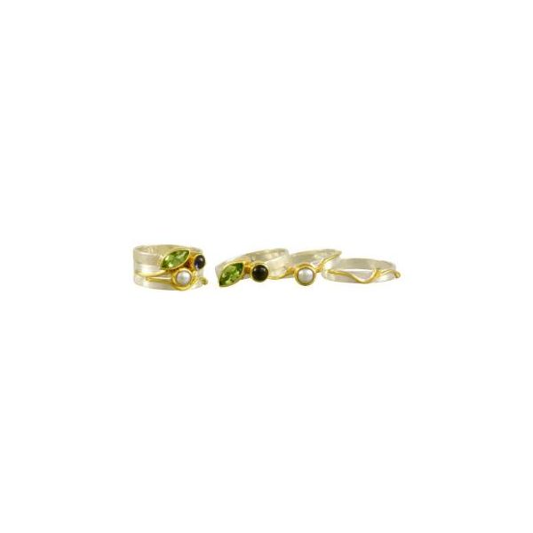 Lady's Two Tone Sterling Silver & 22K Gold Vermeil Ring Set w/Iolite, Peridot & White Freshwater Pearl Orin Jewelers Northville, MI