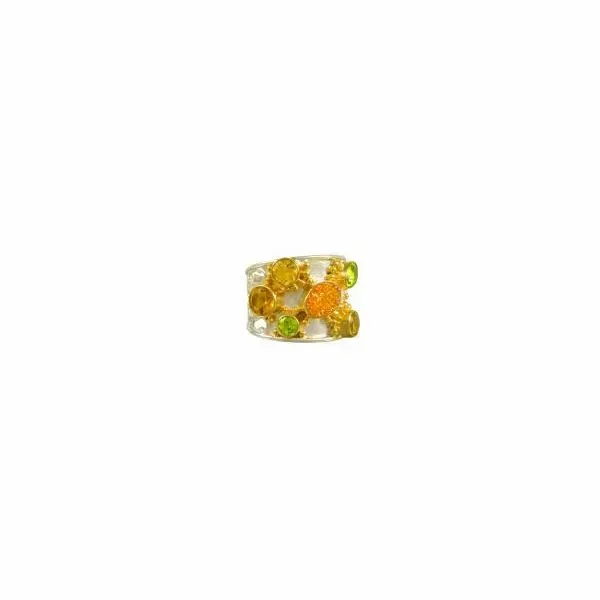 Sterling Silver and 22K Gold Vermeil Ring with Champagne Druzy, Peridot, Citrine and Champagne Quartz Orin Jewelers Northville, MI