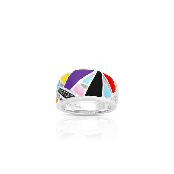 Lady's Sterling Silver Spectrum Ring With Multi-Color Enamel, And Black & White CZs Orin Jewelers Northville, MI