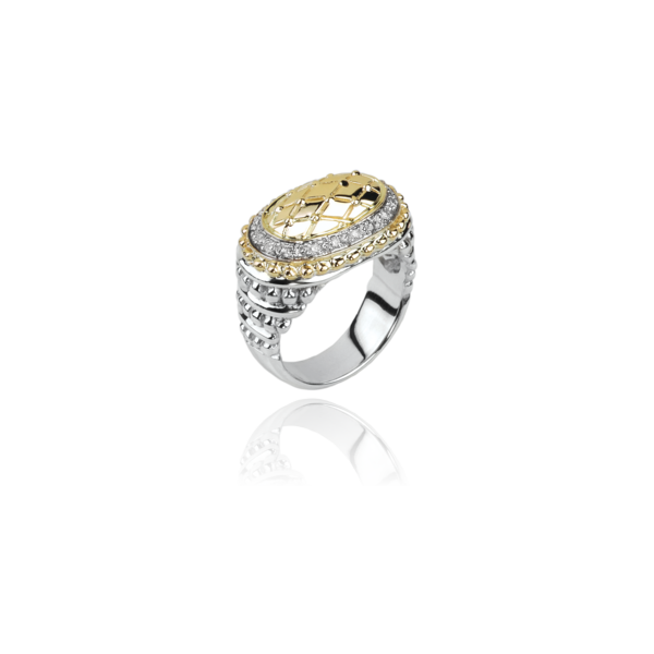 Sterling Silver & 14K Gold Ring With 18 Diamonds Orin Jewelers Northville, MI