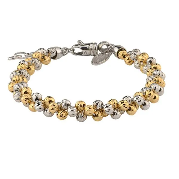 Lady's Sterling Silver & Yellow Gold Plated Glistening Beaded Bracelet Orin Jewelers Northville, MI