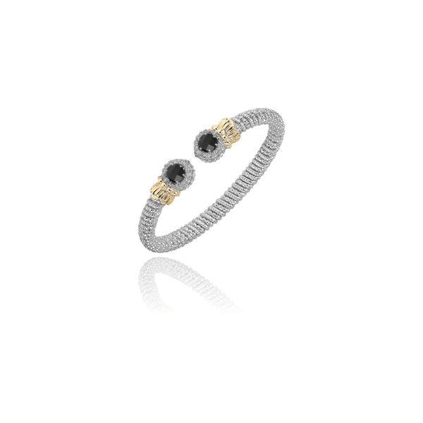 Lady's Two Tone SS & 14K Yellow Gold 6mm Bracelet W/2 Black Onyx & 22 Diamonds Orin Jewelers Northville, MI