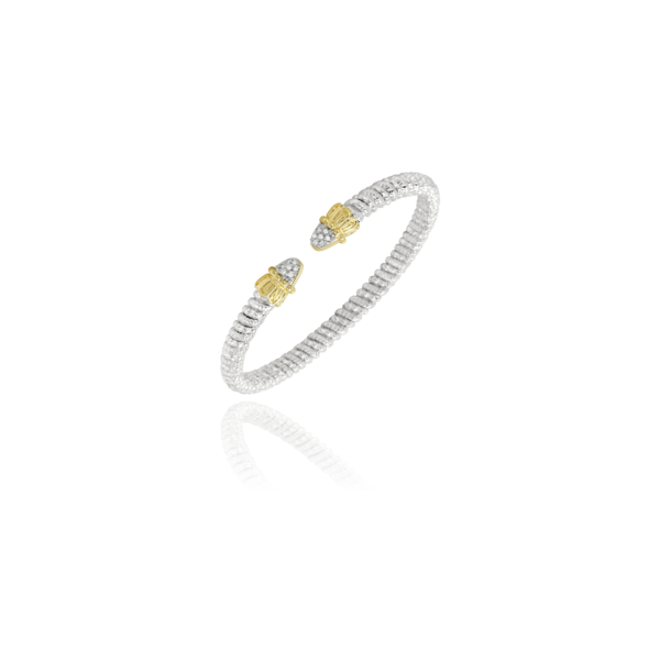 Lady's Two Tone SS & 14K Yellow Gold 4mm Bracelet W/14 Diamonds Orin Jewelers Northville, MI
