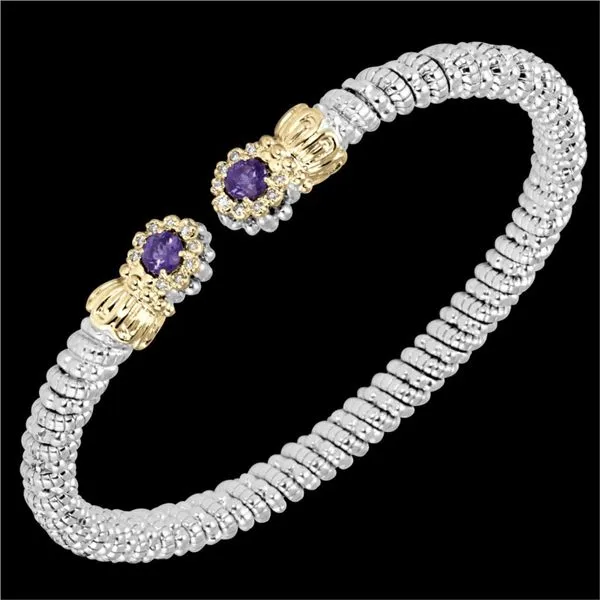 Lady's Two Tone SS & 14K Yellow Gold 4mm Bracelet W/2 Iolites & 18 Diamonds Orin Jewelers Northville, MI