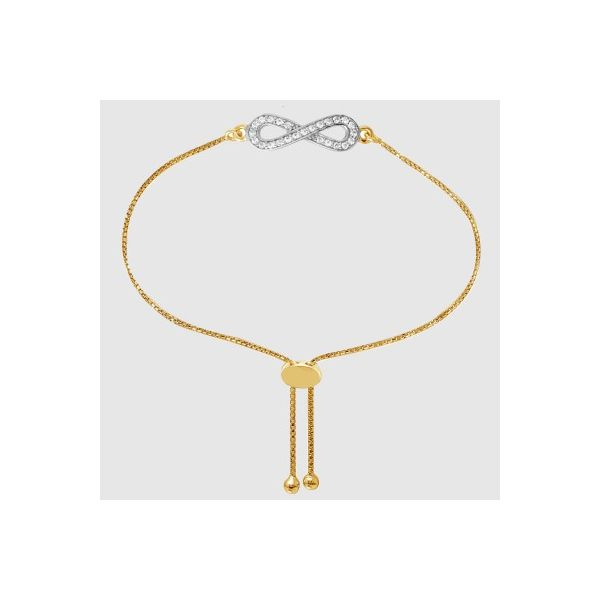 Lady's SS & Yellow Gold Plated Infinity Bolo Bracelet w/CZs Orin Jewelers Northville, MI