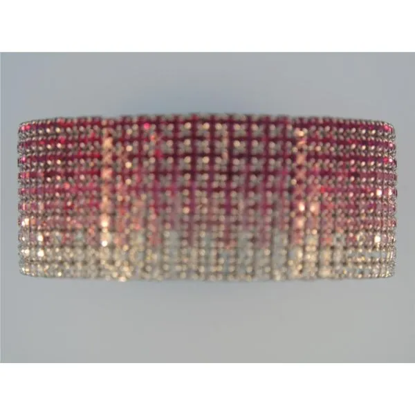 Lady's Metal 10 Row Pink & White Cuff Bracelet W/Swarovski Crystals Orin Jewelers Northville, MI