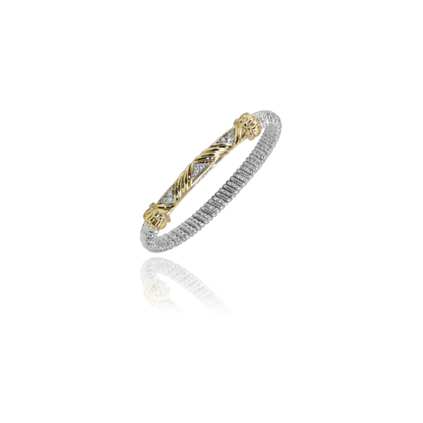 Lady's Two Tone SS & 14K Yellow Gold 4mm Bracelet W/9 Diamonds Orin Jewelers Northville, MI
