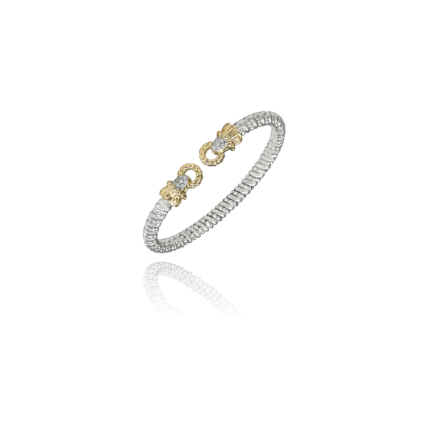 Lady's Two Tone SS & 14K Yellow Gold 4mm Bracelet W/14 Diamonds Orin Jewelers Northville, MI