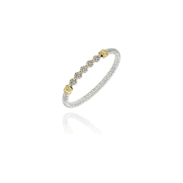 Lady's Two Tone SS & 14K Yellow Gold 4mm Bracelet W/20 Diamonds Orin Jewelers Northville, MI