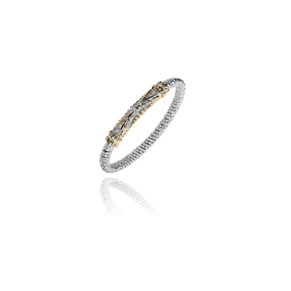 Lady's Two Tone SS & 14K Yellow Gold 4mm Bracelet W/17 Diamonds Orin Jewelers Northville, MI