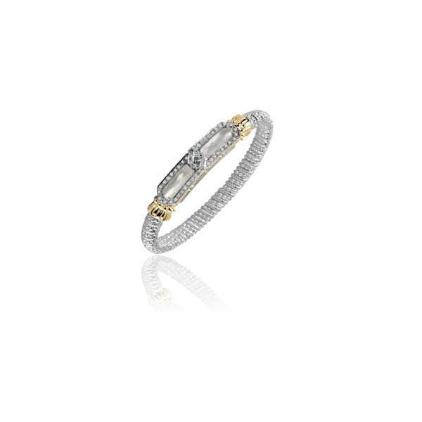 Lady's Two Tone SS & 14K Yellow Gold 6mm Bracelet W/46 Diamonds & 2 MOPs Orin Jewelers Northville, MI