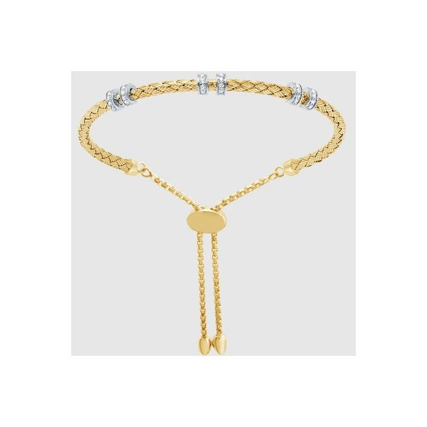 Lady's Sterling Silver & Yellow Gold Plated Monica 3mm Woven Friendship Bracelet w/CZs Orin Jewelers Northville, MI