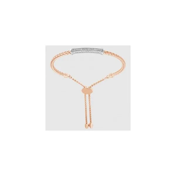 Lady's Sterling Silver & Rose Gold Plated 3mm Friendship Bracelet w/CZs Orin Jewelers Northville, MI