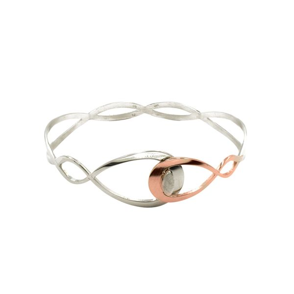 Lady's Sterling Silver & Rose Gold Plated Cuff Bracelet Orin Jewelers Northville, MI