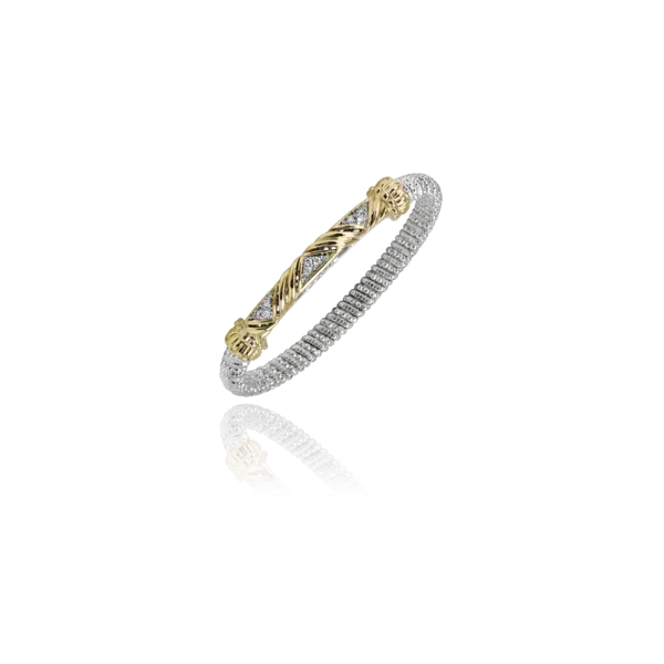 Lady's Two Tone SS & 14K Yellow Gold 4mm Bracelet W/9 Diamonds Orin Jewelers Northville, MI