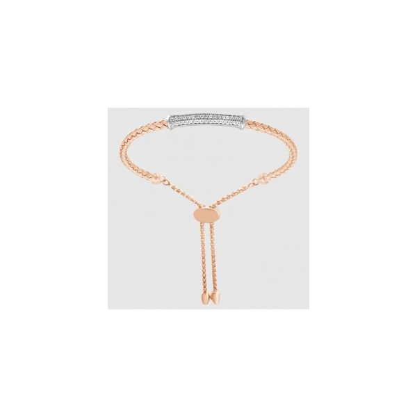 Lady's Sterling Silver & Rose Gold Plated 3mm Friendship Bracelet w/CZs Orin Jewelers Northville, MI